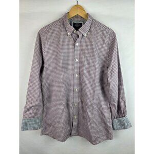 Charles Tyrwhitt Men's Shirt Size Med Red Plaid Long Sleeve Button Down Slim Fit
